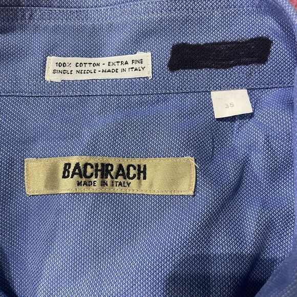 Men’s Bachrach Blue Fall Longsleeve Button Up Dress Shirt Size 35 - Picture 3 of 5